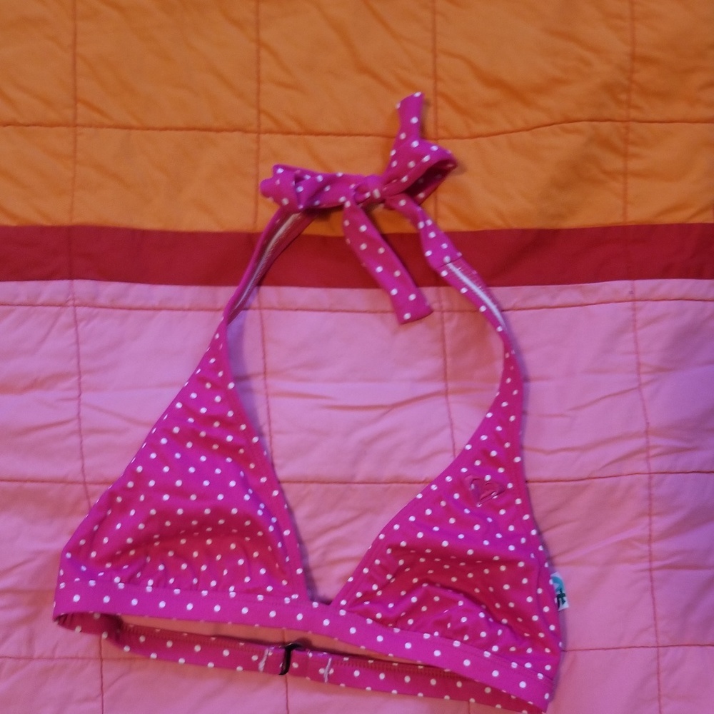 Polka dot pink and white Roxy bikini top